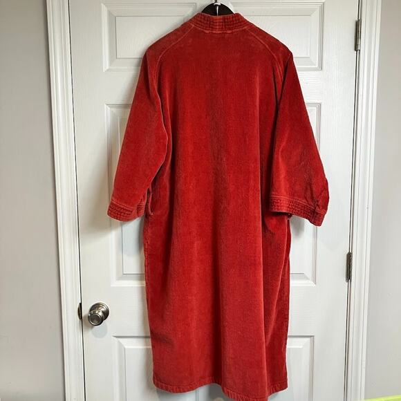 VTG State O Maine Red Terry Cloth Bathrobe 100% Cotton Heavyweight One Size - Picture 2 of 16